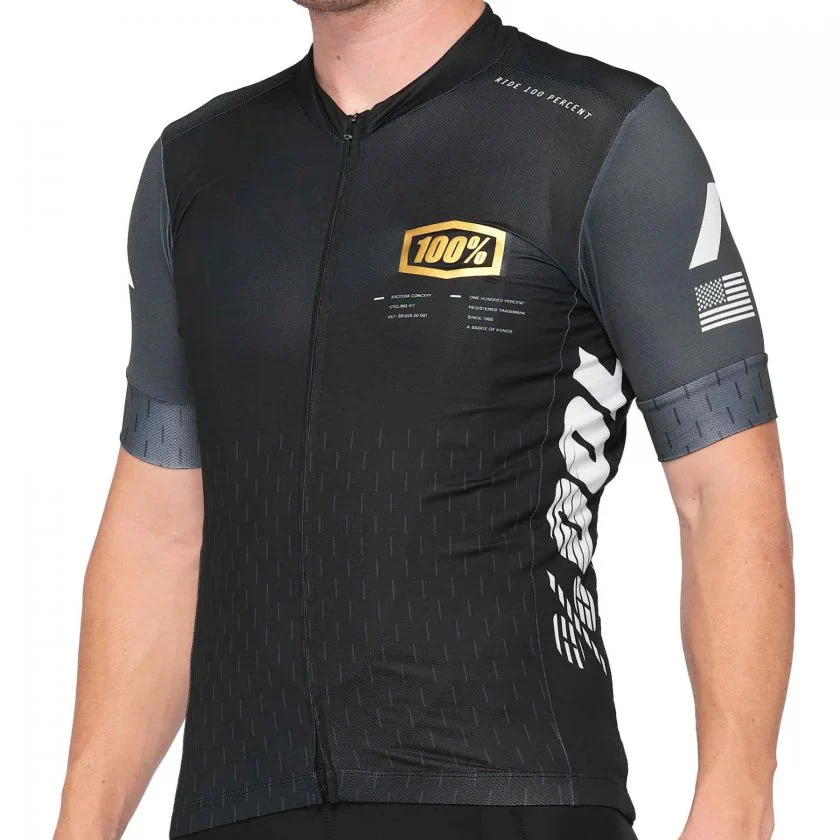100% Exceeda Short Sleeve MTB Jersey - Black-Charcoal