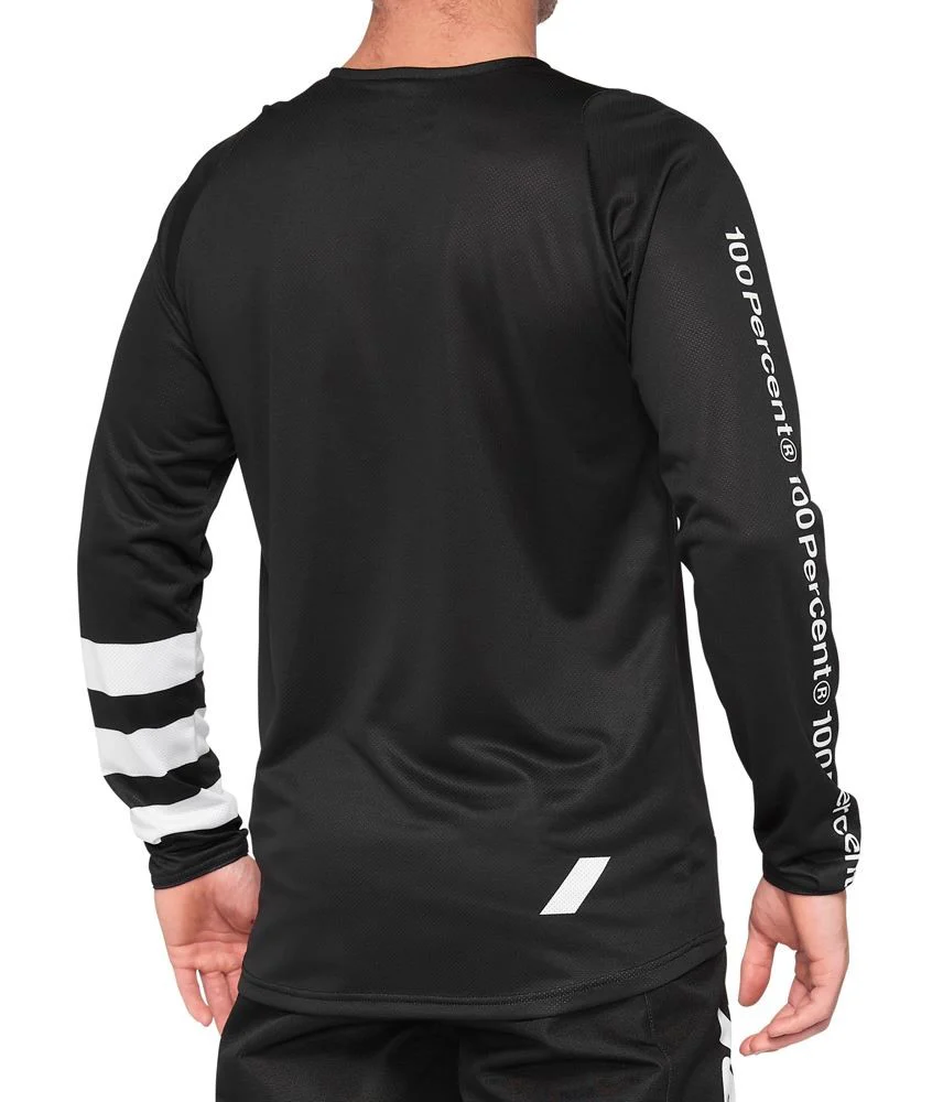 100% R-Core Long Sleeve MTB Jersey - Black-White - 2022 - Image 2