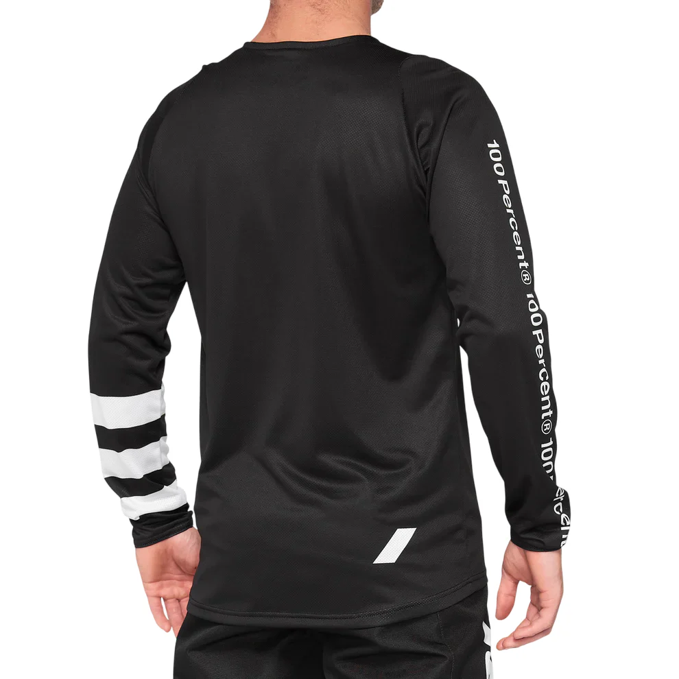 100% R-Core Long Sleeve MTB Jersey - Youth - Black-White - Image 2