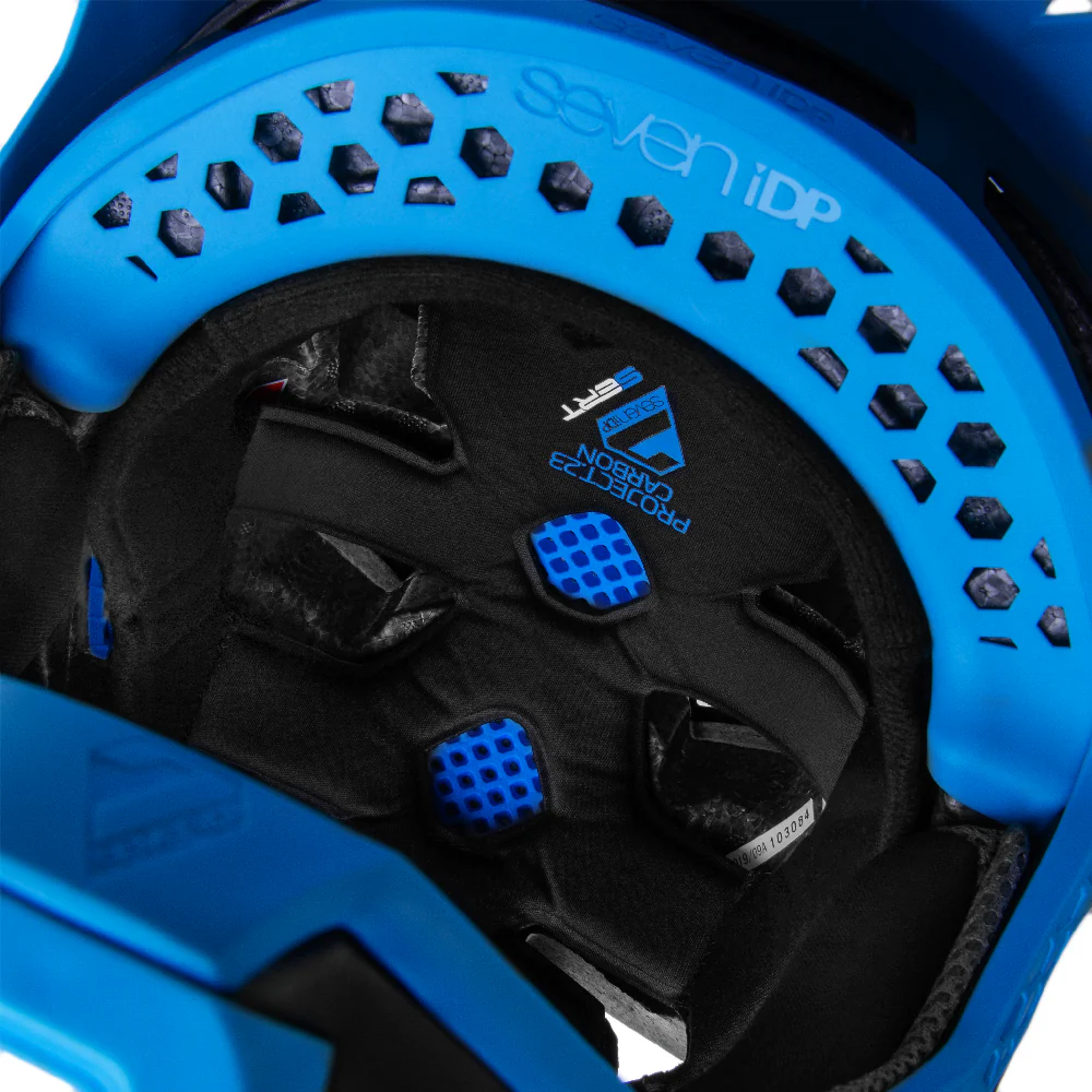 7 iDP Project.23 Carbon Full Face Helmet - Raw Carbon-Gloss Electric Blue - Image 8