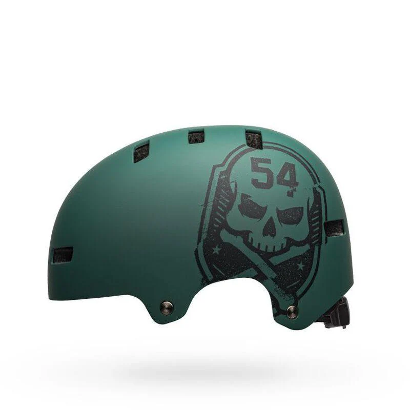 Bell Local BMX Helmet - Matt Green-Black Skull - Image 2
