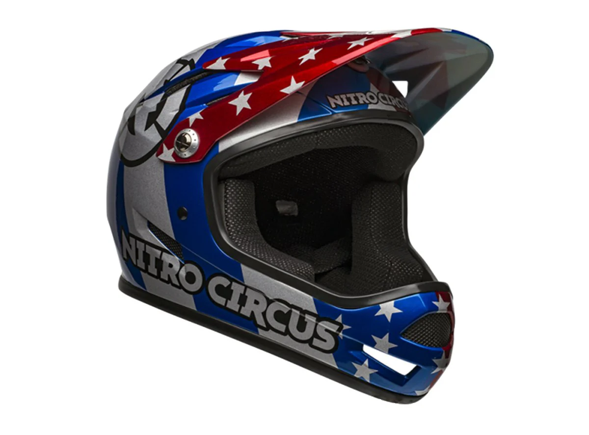 Bell Sanction Full Face Helmet - Nitro Circus - Gloss Silver-Blue-Red - 2019 - Image 2