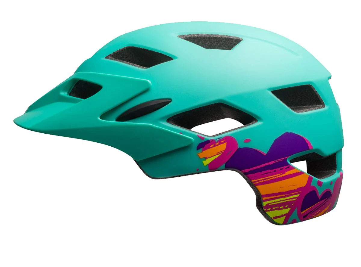 Bell Sidetrack Youth Helmet - Matt Mint Hearts