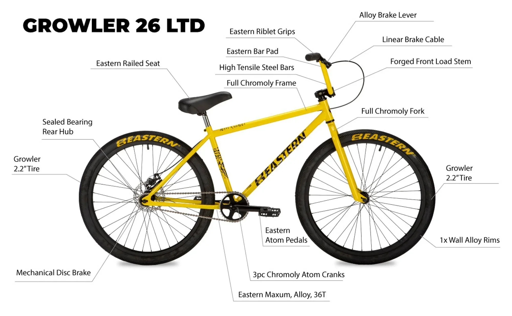 Eastern Growler LTD 26 BMX Cruiser - Black - Blem - Image 4