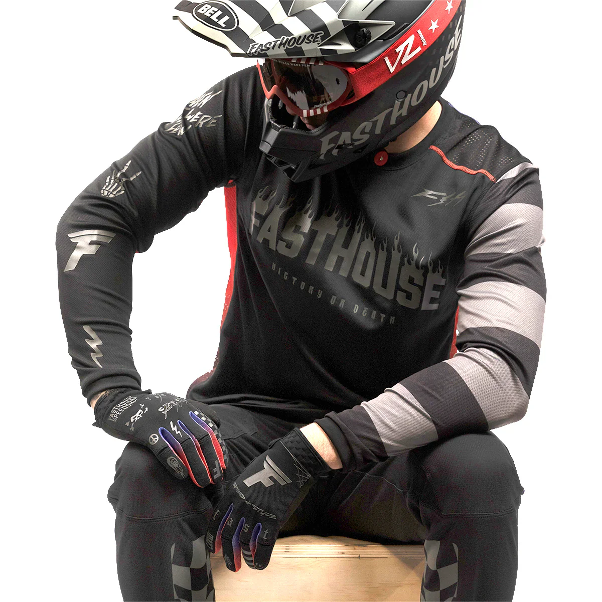 Fasthouse Burn Free Classic Long Sleeve MTB Jersey - Black - Image 2