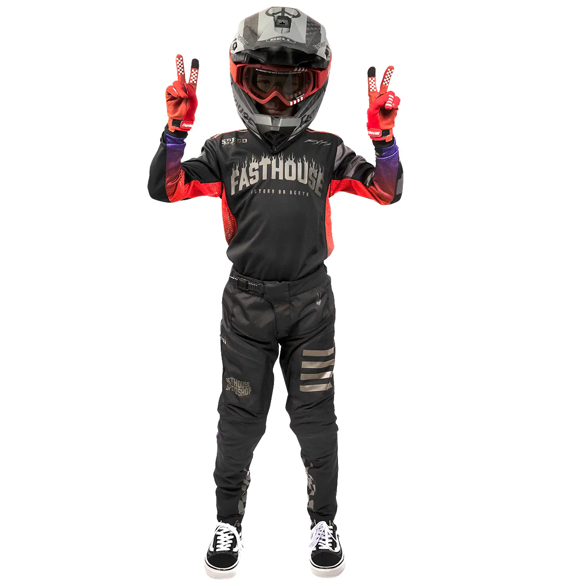 Fasthouse Burn Free Classic Long Sleeve MTB Jersey - Youth - Black - Image 5