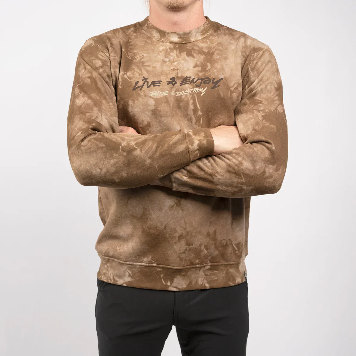 Fasthouse Emil Johansson Live and Enjoy Crew Neck Pullover - Tie Dye Brown-White - Image 3