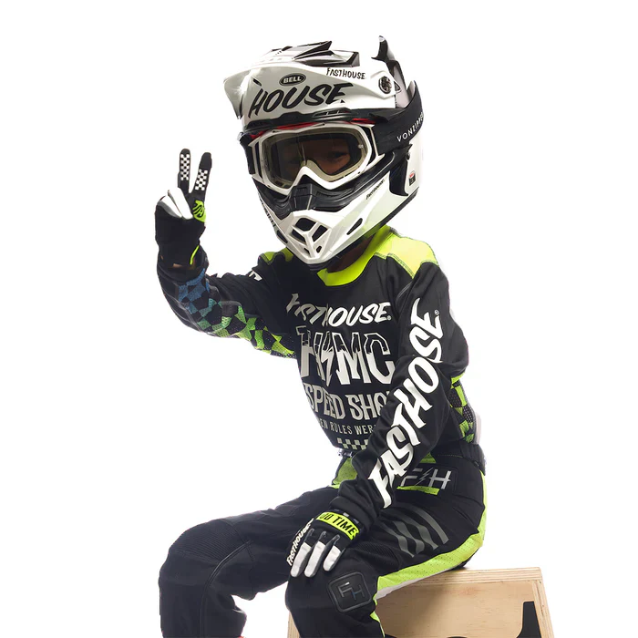 Fasthouse Grindhouse Brute Jersey - Youth - Black-High Viz - Image 3