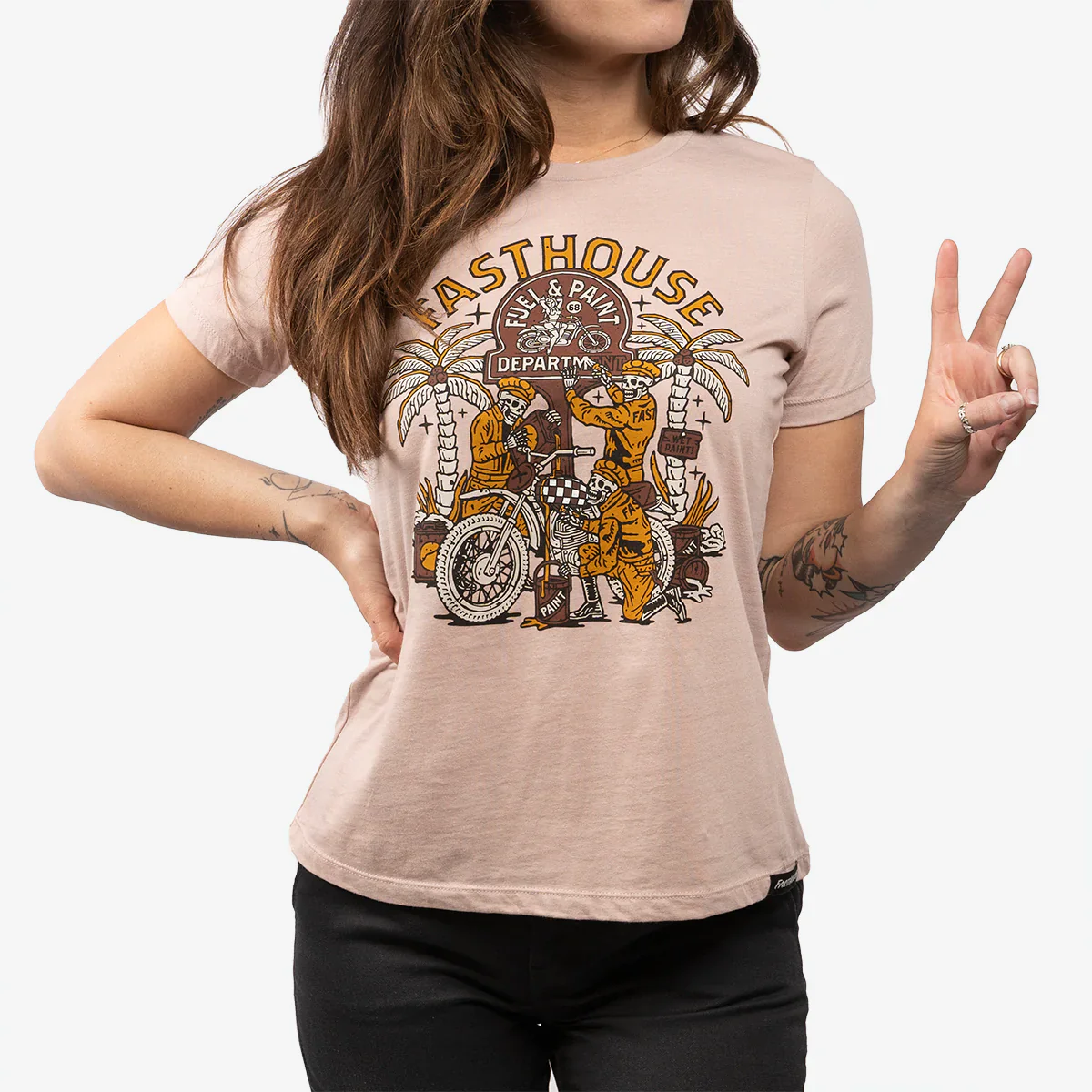 Fasthouse Macabre Tee - Womens - Heather Pink Gravel - Image 3