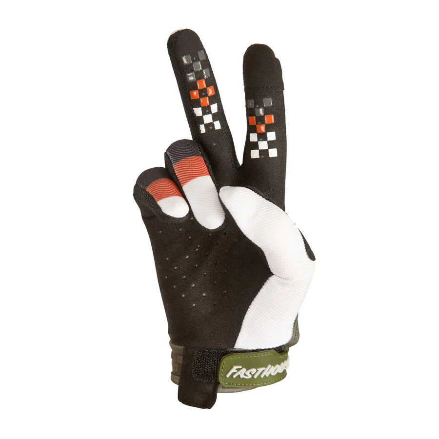 Fasthouse Pacer MTB Glove - Youth - Olive-White - Image 2