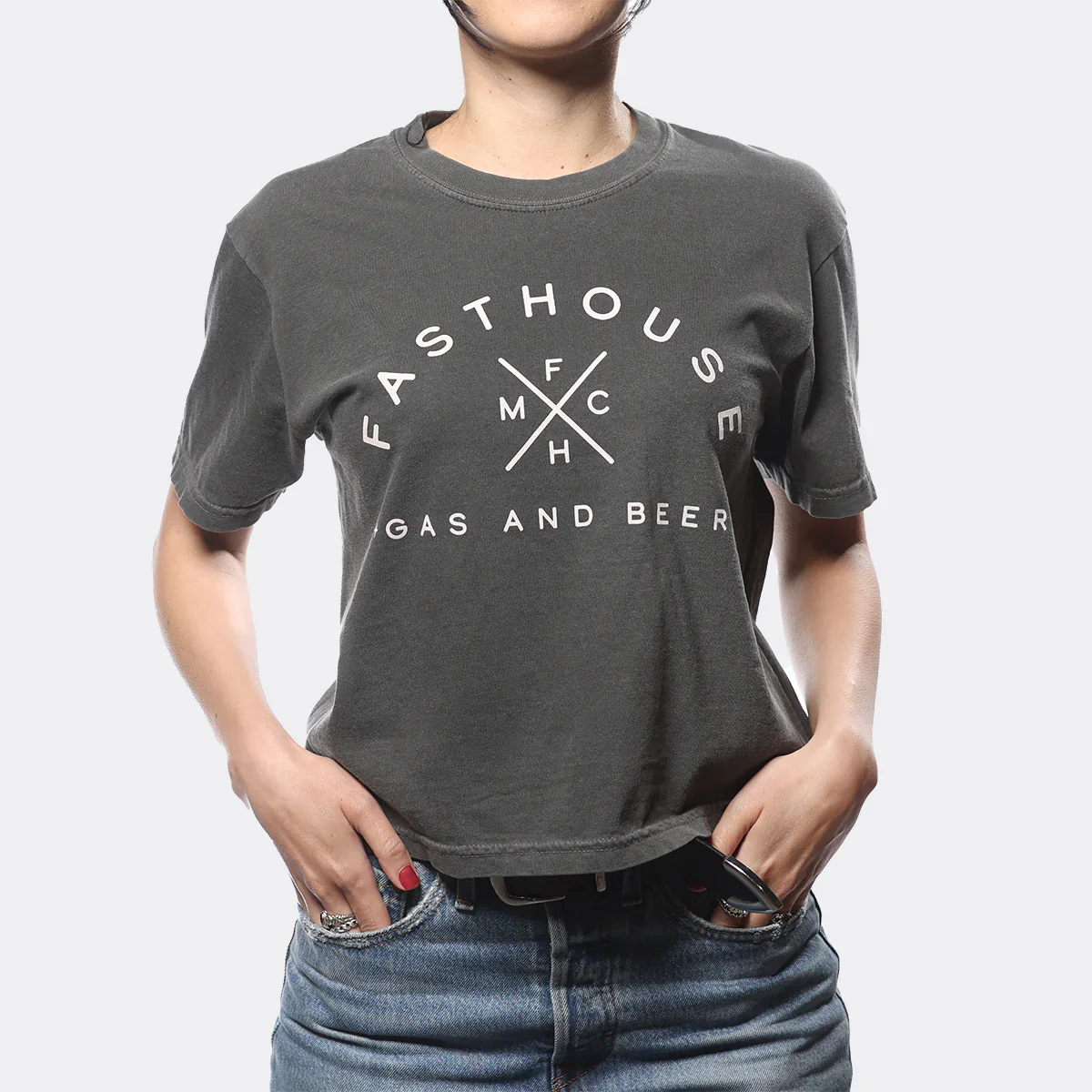 Fasthouse Theory Crop Tee - Womens - Washed Black - Image 2