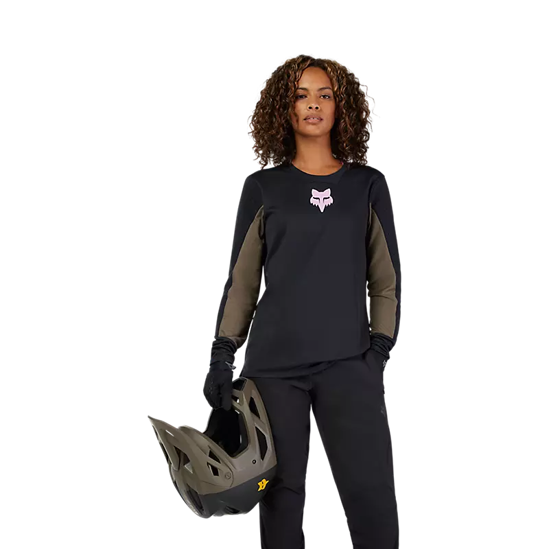 Fox Racing Defend Long Sleeve MTB Jersey - Park - Womens - Black - Image 3