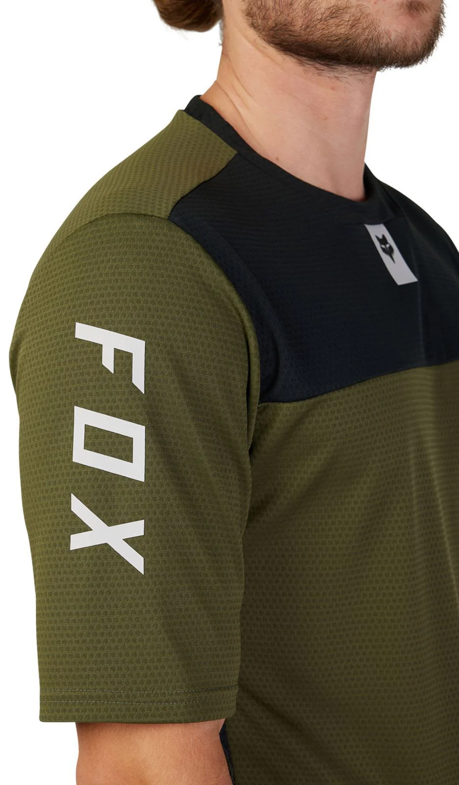 Fox Racing Defend Short Sleeve MTB Jersey - Olive Green - 2023 - Image 4