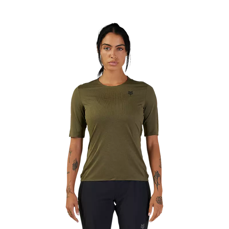 Fox Racing Flexair Ascent Short Sleeve MTB Jersey - Womens - Olive Green - Image 2