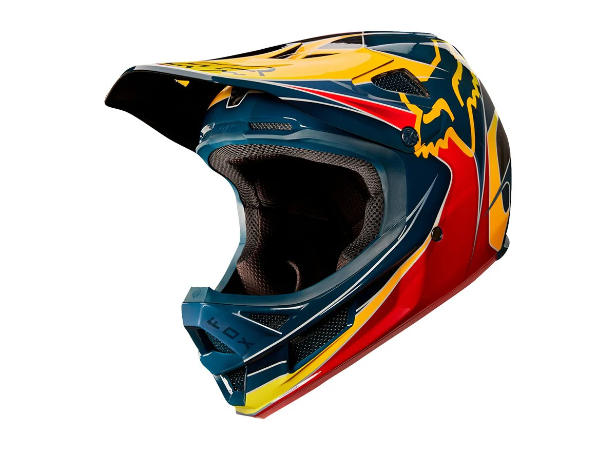 Fox Racing Rampage Pro Carbon Kustom Full Face Helmet - Red-Yellow - Image 3