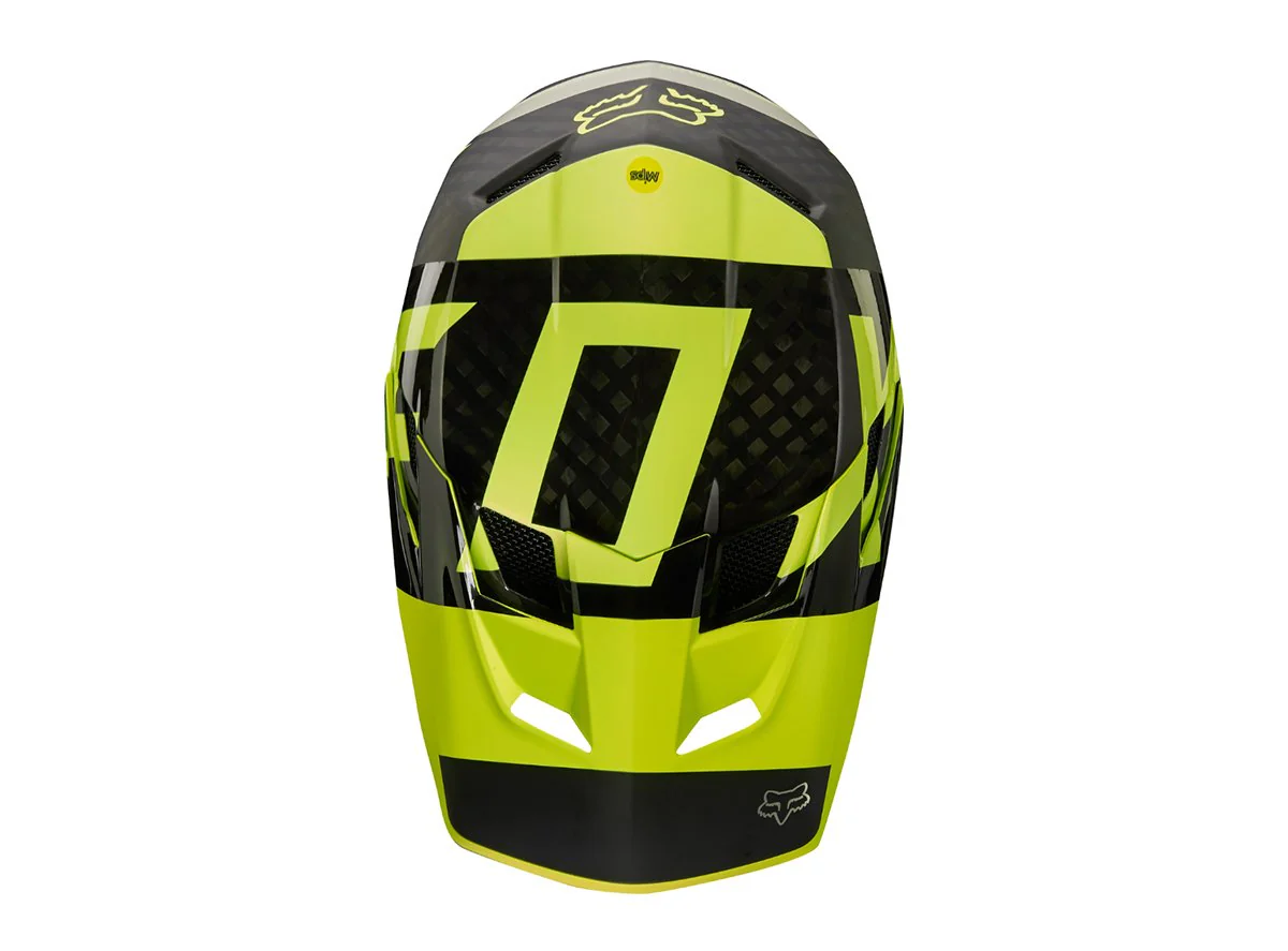 Fox Racing Rampage Pro Carbon Preest Helmet - Yellow-Black - Image 2