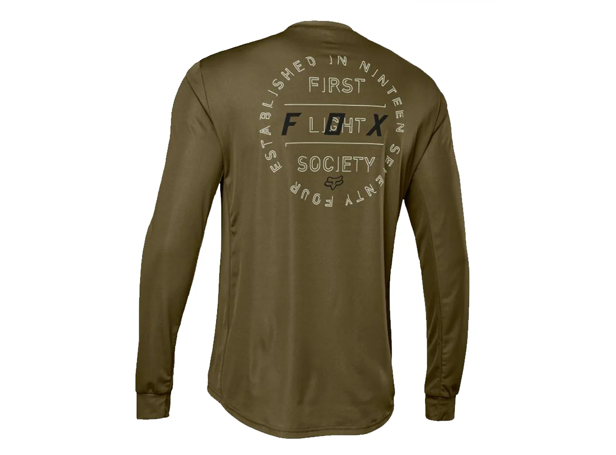Fox Racing Ranger Long Sleeve MTB Jersey - Font - Olive Green - Image 2
