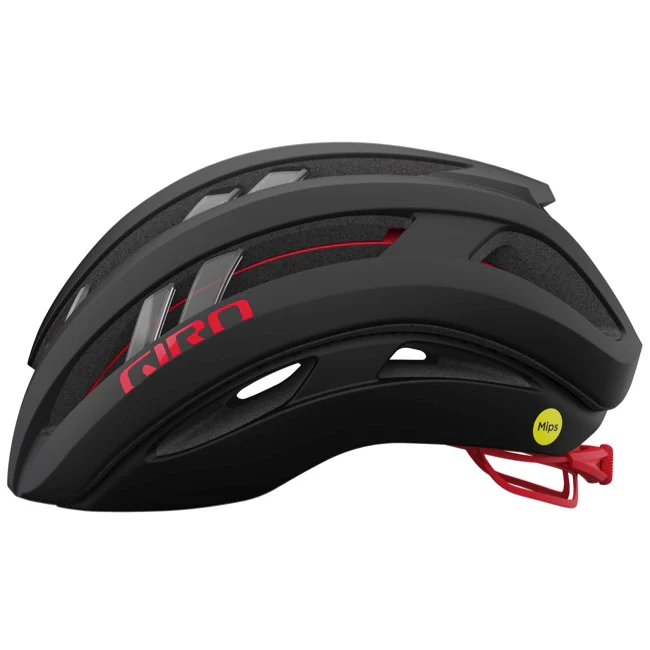Giro Aries Spherical Road Helmet - Matt Carbon- Red - Image 2