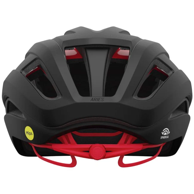 Giro Aries Spherical Road Helmet - Matt Carbon- Red - Image 3