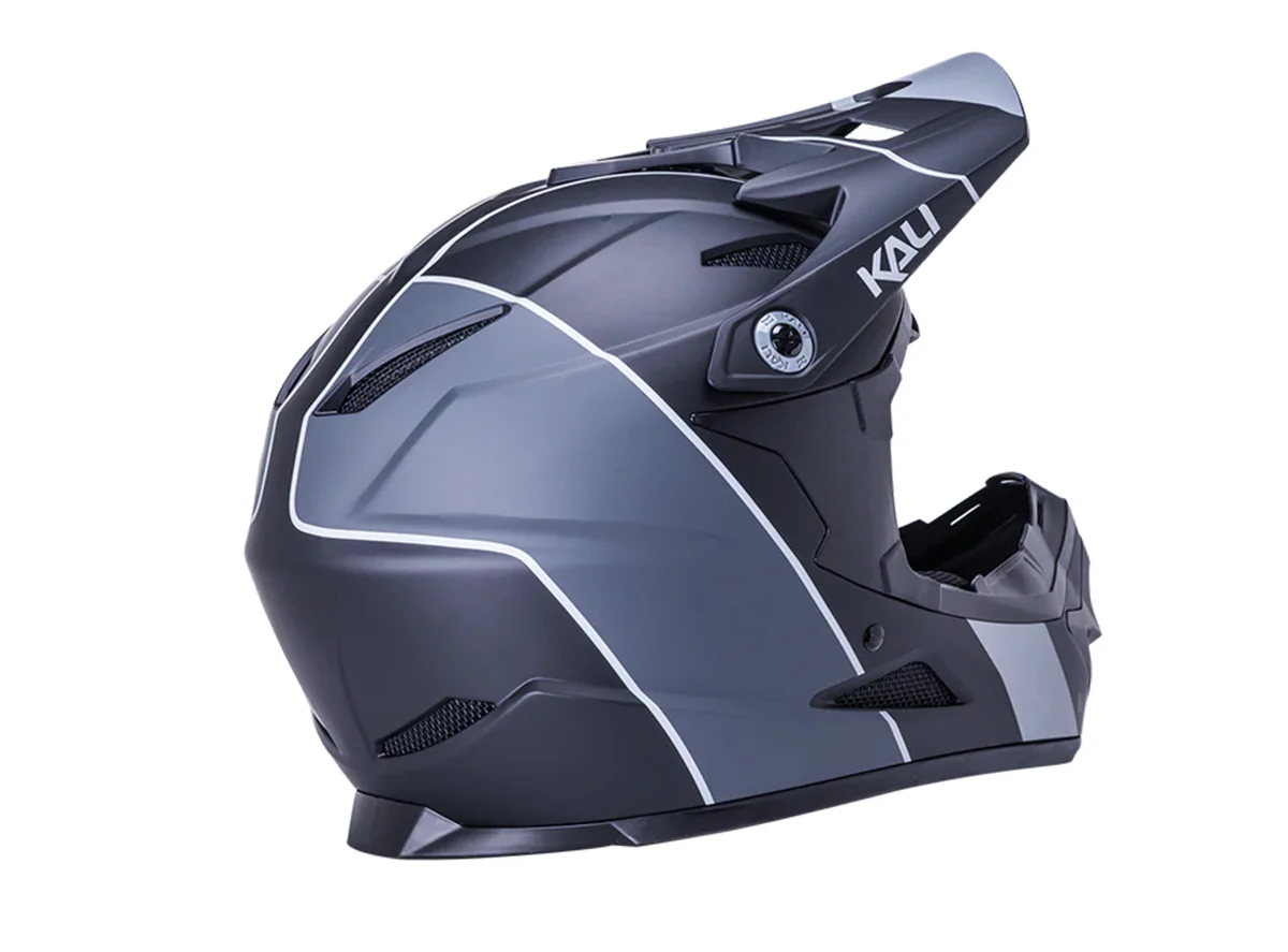 Kali Zoka Full Face Helmet - Youth - Stripe Matt Black-Gray - Image 3