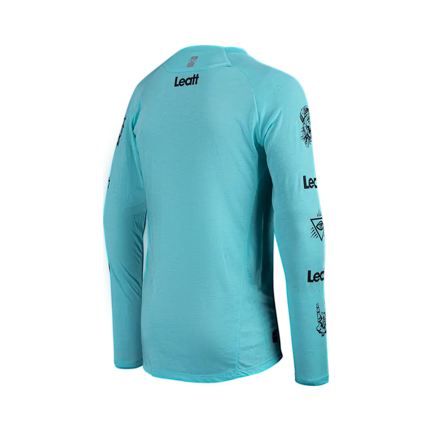 Leatt Gravity 2.0 Long Sleeve MTB Jersey - Aqua - 2024 - Image 2