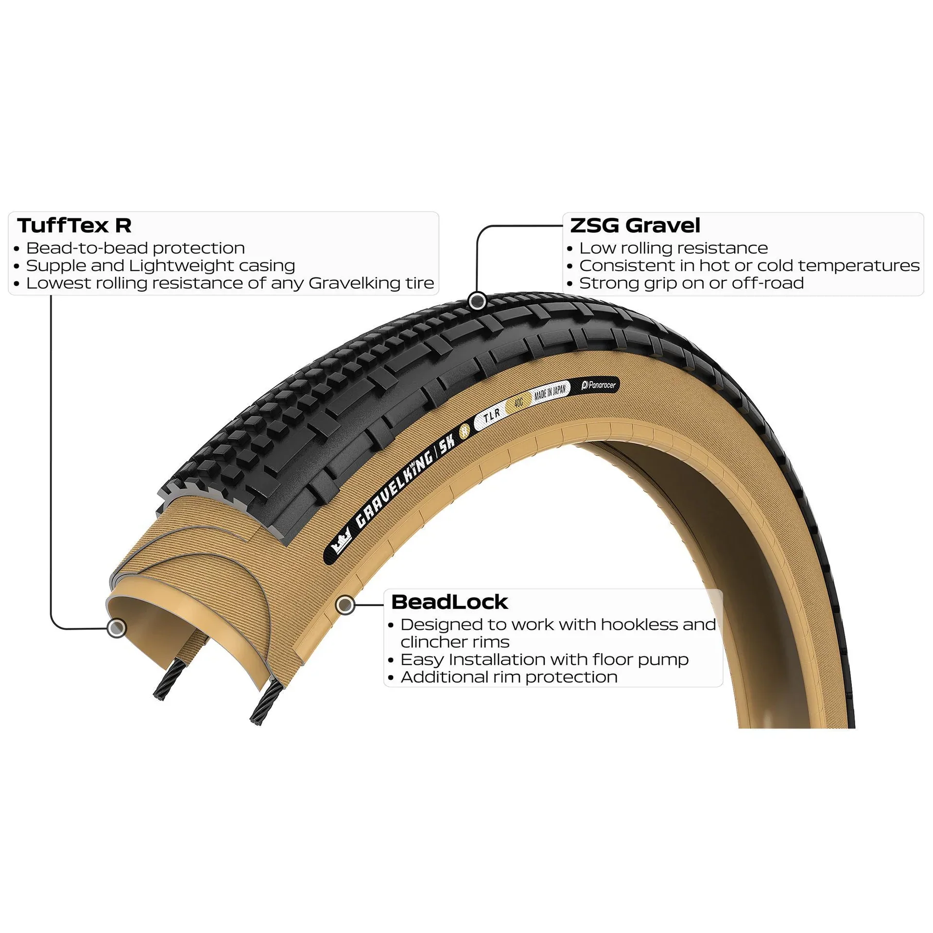 Panaracer Gravelking SK R 700c Folding Gravel Tire - Black-Amber - Image 3