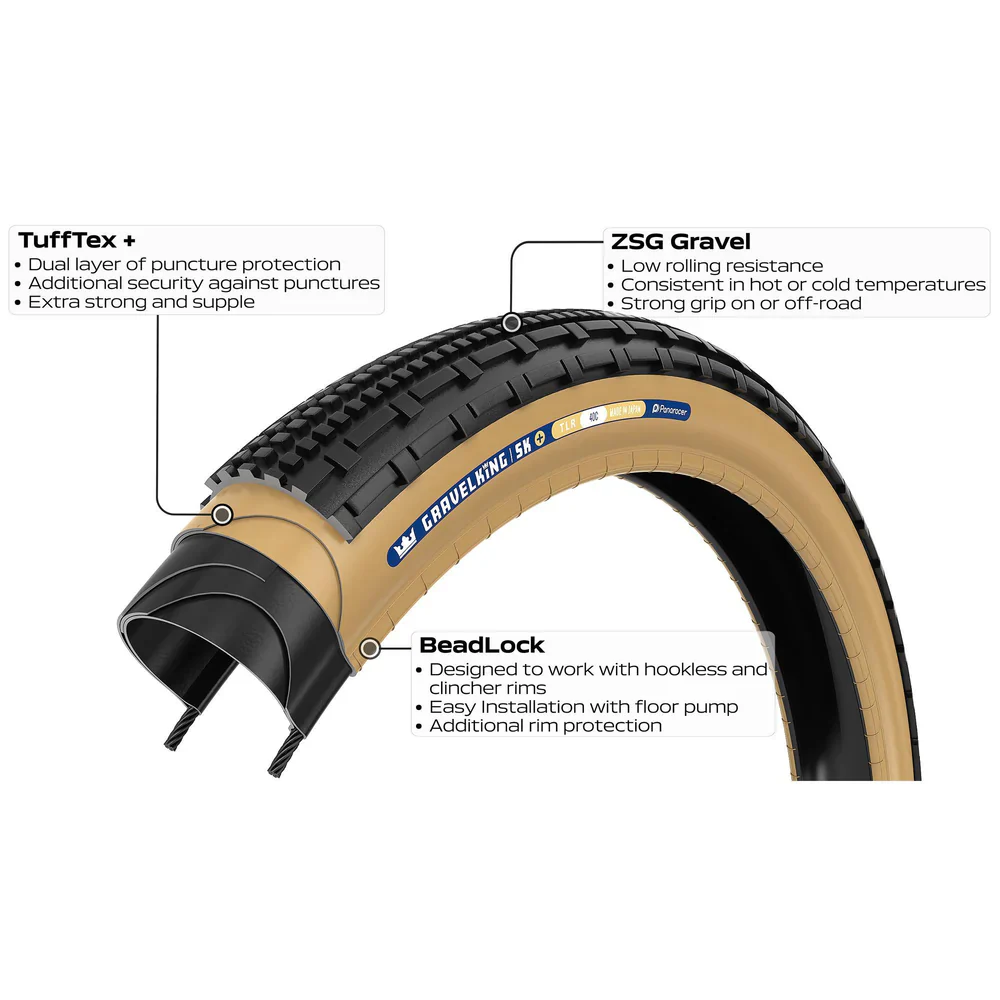 Panaracer Gravelking SK+ 29" Folding Gravel Tire - Black-Brown - Image 3