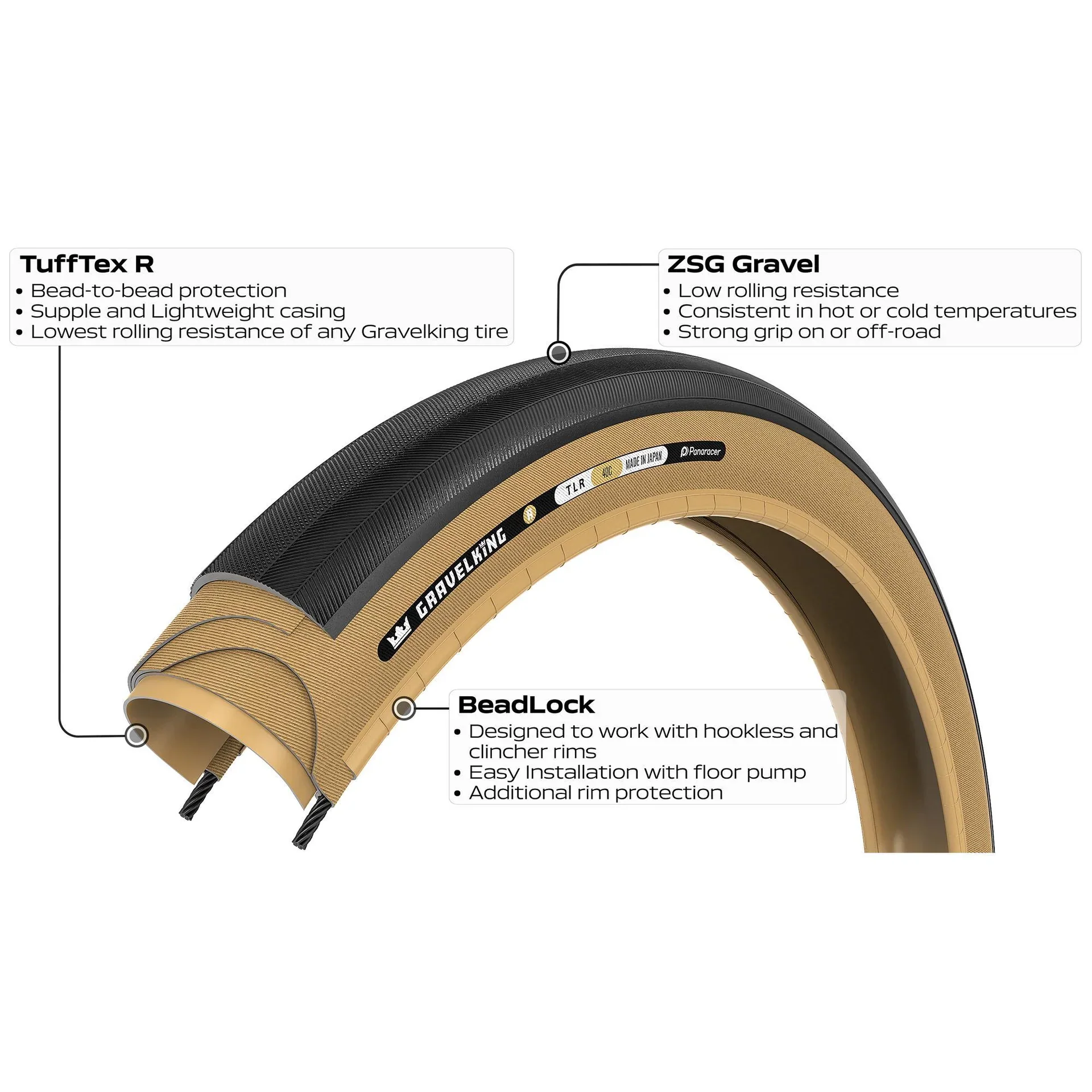 Panaracer Gravelking SS R 700c Folding Gravel Tire - Black-Amber - Image 3