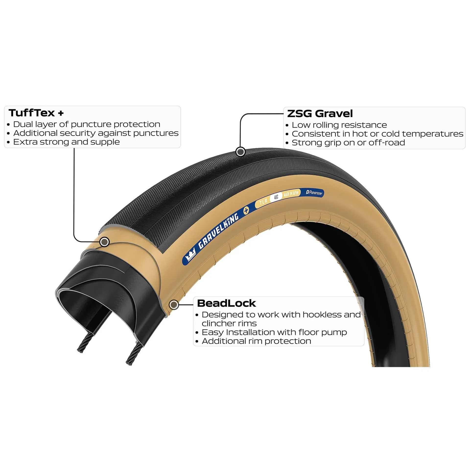 Panaracer Gravelking+ 700c Folding Gravel Tire - Black-Brown - Image 3