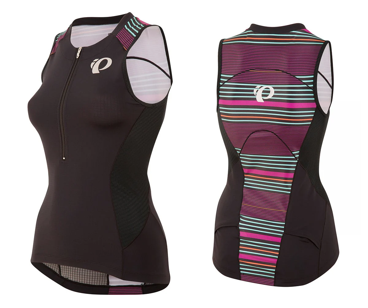 Pearl Izumi Elite Pursuit Tri Sleeveless Jersey - Womens - Black-Purple Wine STripe