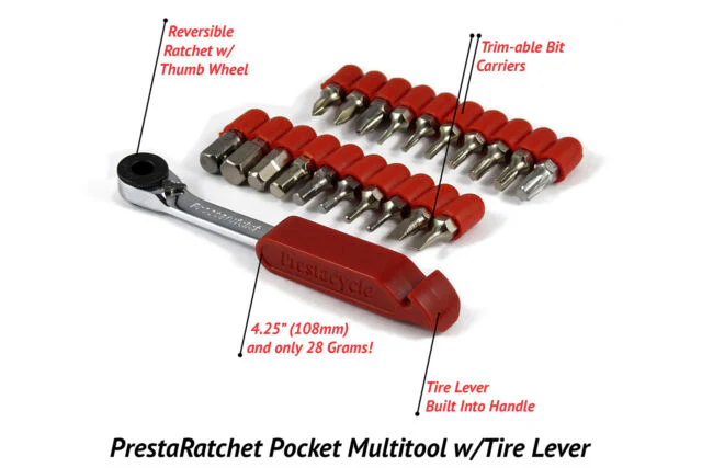 PrestaCycle PrestaRatchet Multi-Tool with 20 Bits - Red-Silver - Image 2