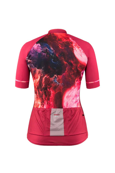 Sugoi Evolution Zap 2 Short Sleeve Jersey - Womens - Cherry Blossom Red-Thunder Sky - Image 2