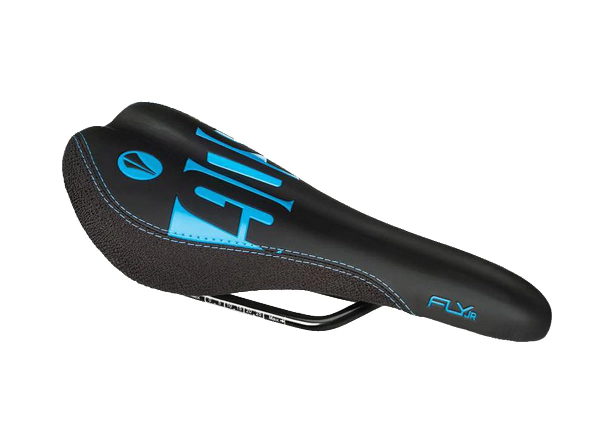 SDG Fly Jr Children's Saddle - Black-Cyan-Cyan