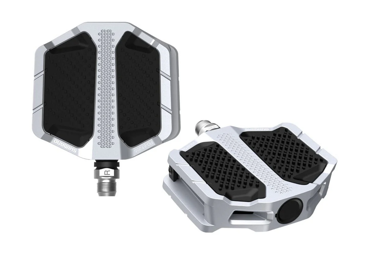 Shimano EF205 E-Bike Flat Pedals - Silver