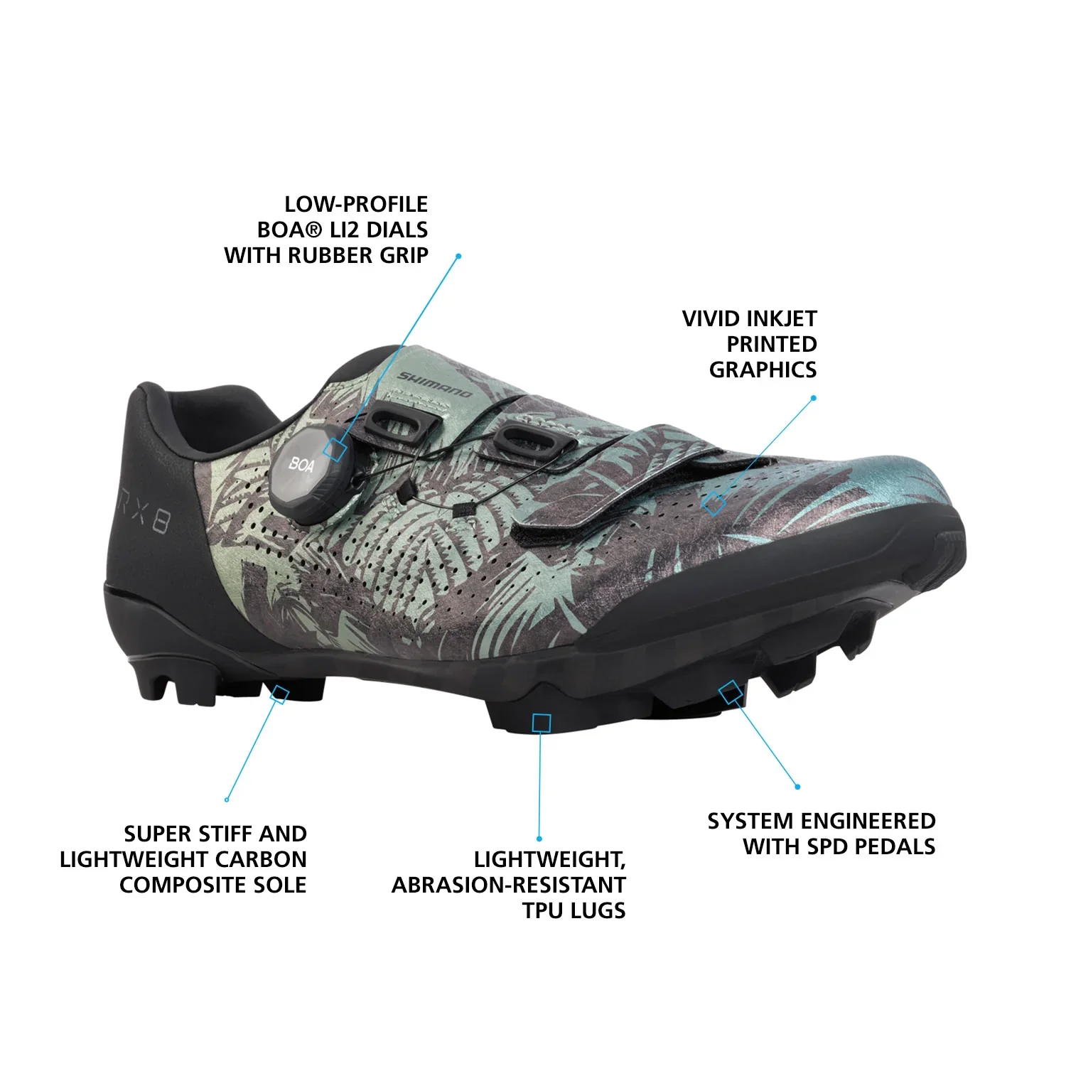 Shimano RX801 Gravel Shoe - Special Edition - Tropical Leaves - 2023 - Image 6