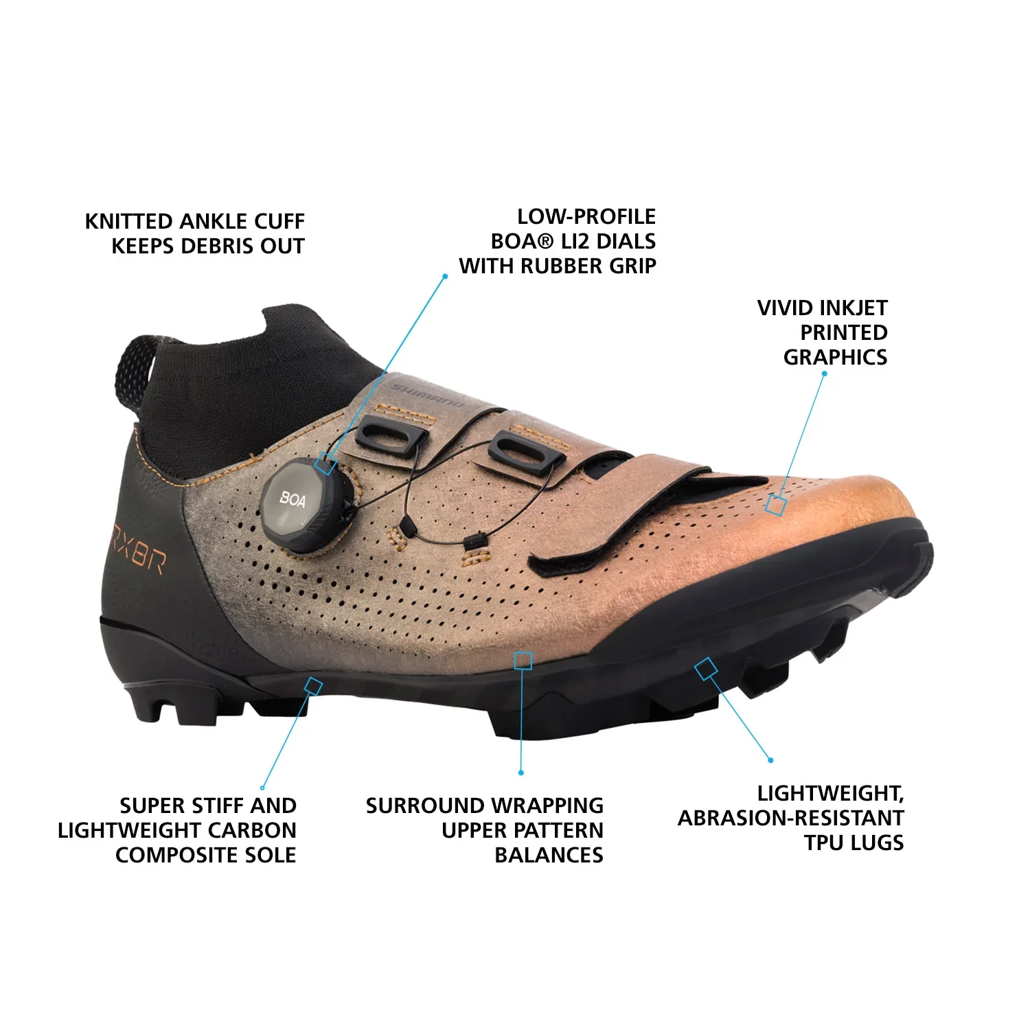 Shimano RX801R SPD Gravel Shoe - Metallic Orange - Image 5