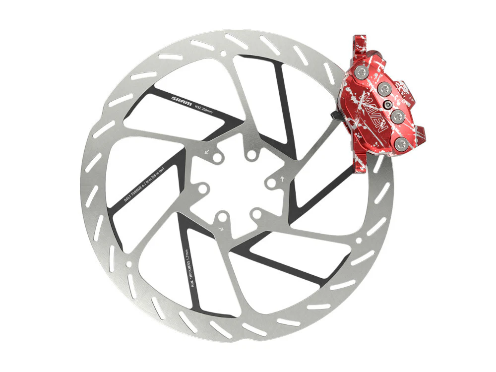 SRAM Maven Ultimate Stealth Expert Disc Brake Kit - Red Splash Ano - Image 4