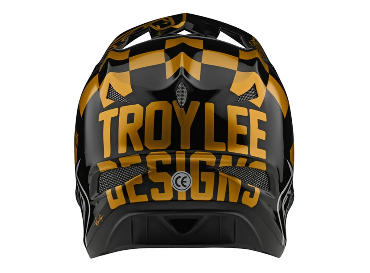 Troy Lee Designs D3 Fiberlite Full Face Helmet - Race Shop - Black-Gold - 2020 - Image 2