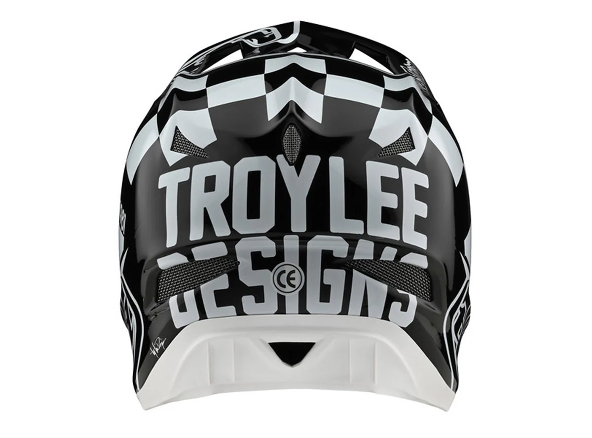 Troy Lee Designs D3 Fiberlite Full Face Helmet - Race Shop - White-Black - 2020 - Image 2