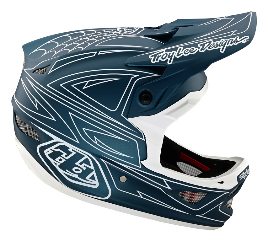 Troy Lee Designs D3 Fiberlite Full Face Helmet - Spider Stripe - Blue - Image 3