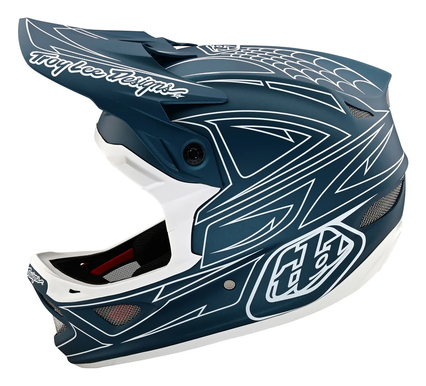 Troy Lee Designs D3 Fiberlite Full Face Helmet - Spider Stripe - Blue - Image 4