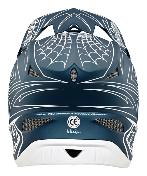Troy Lee Designs D3 Fiberlite Full Face Helmet - Spider Stripe - Blue - Image 5