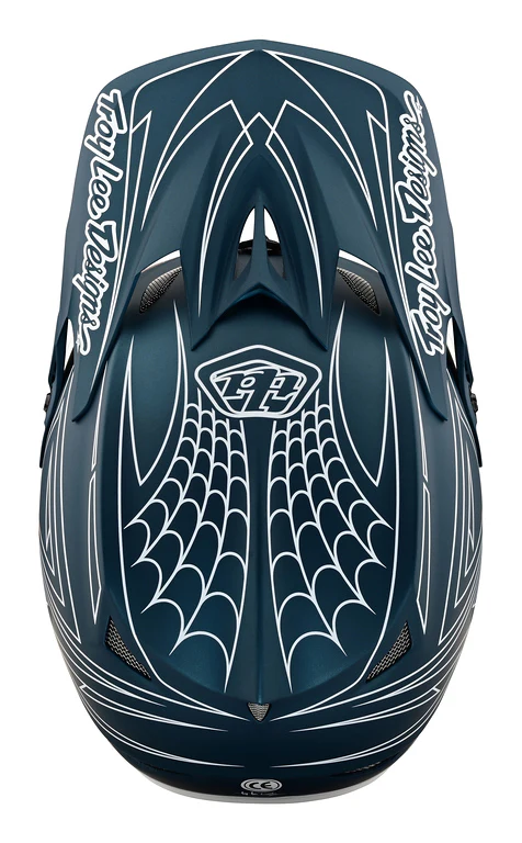 Troy Lee Designs D3 Fiberlite Full Face Helmet - Spider Stripe - Blue - Image 6