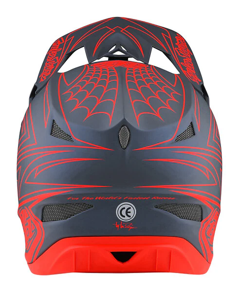 Troy Lee Designs D3 Fiberlite Full Face Helmet - Spiderstripe - Gray-Red - Image 3