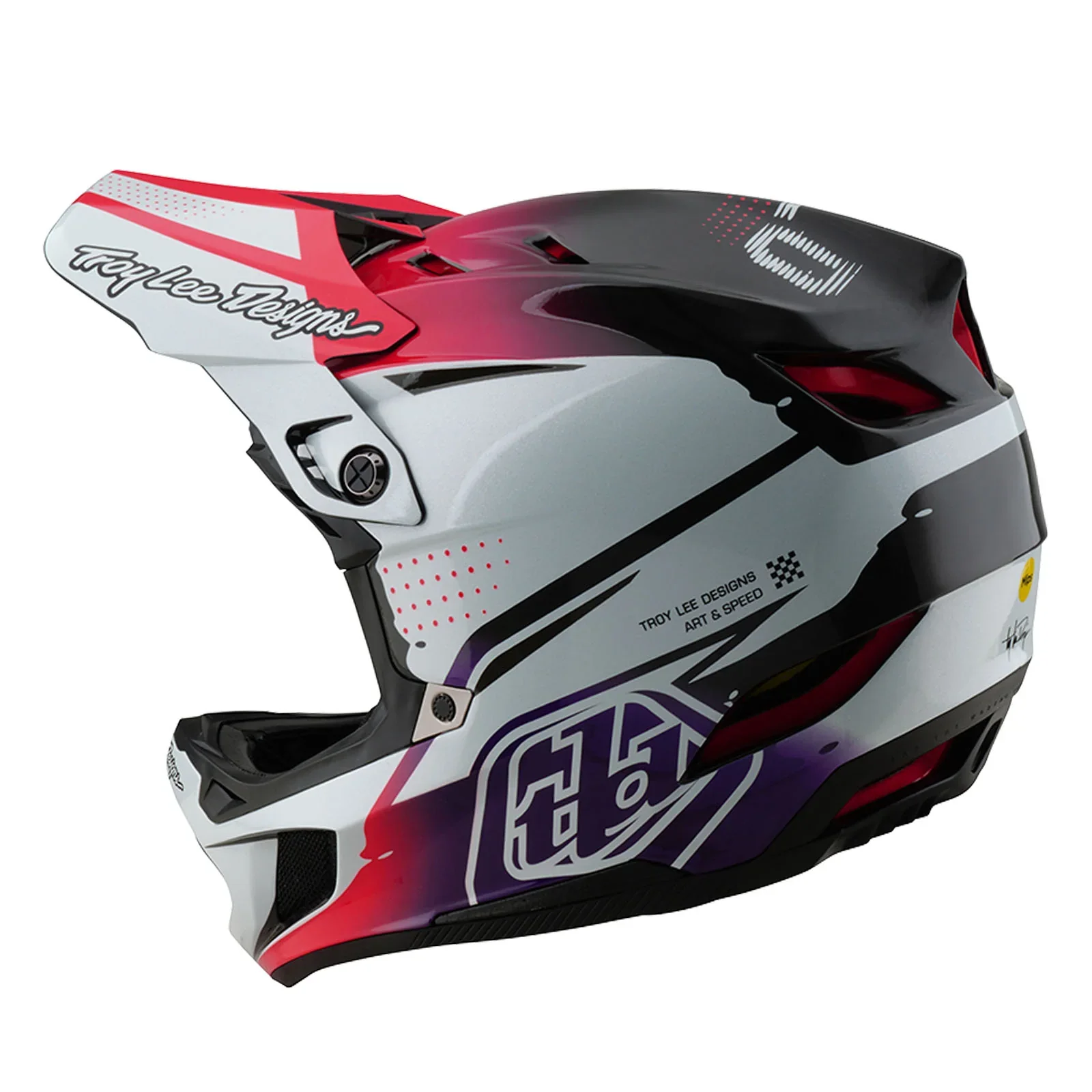 Troy Lee Designs D4 Carbon Full Face Helmet - Drip - White - Image 2