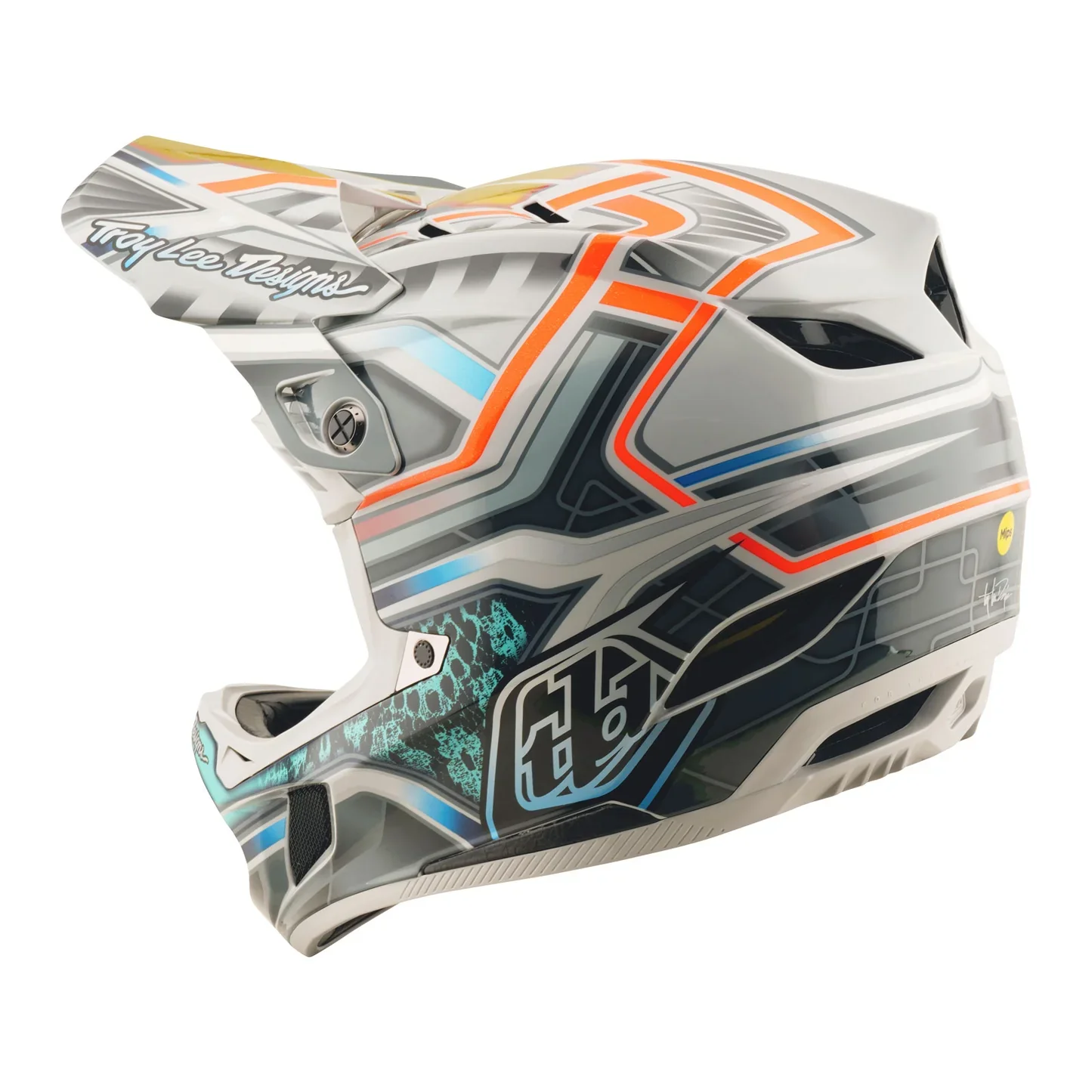 Troy Lee Designs D4 Carbon Full Face Helmet - Lowrider - Gray - Image 2