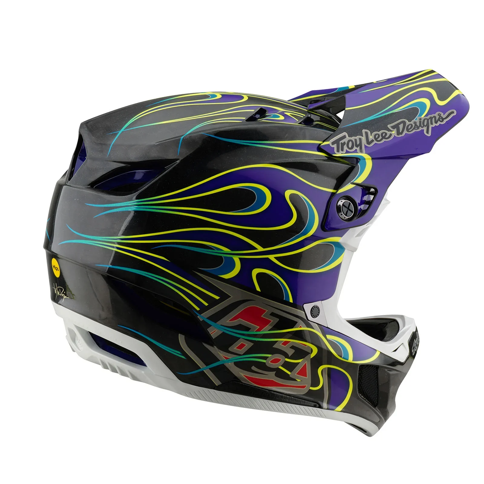 Troy Lee Designs D4 Carbon Full Face Helmet - Torched - Black-Purple - Image 4