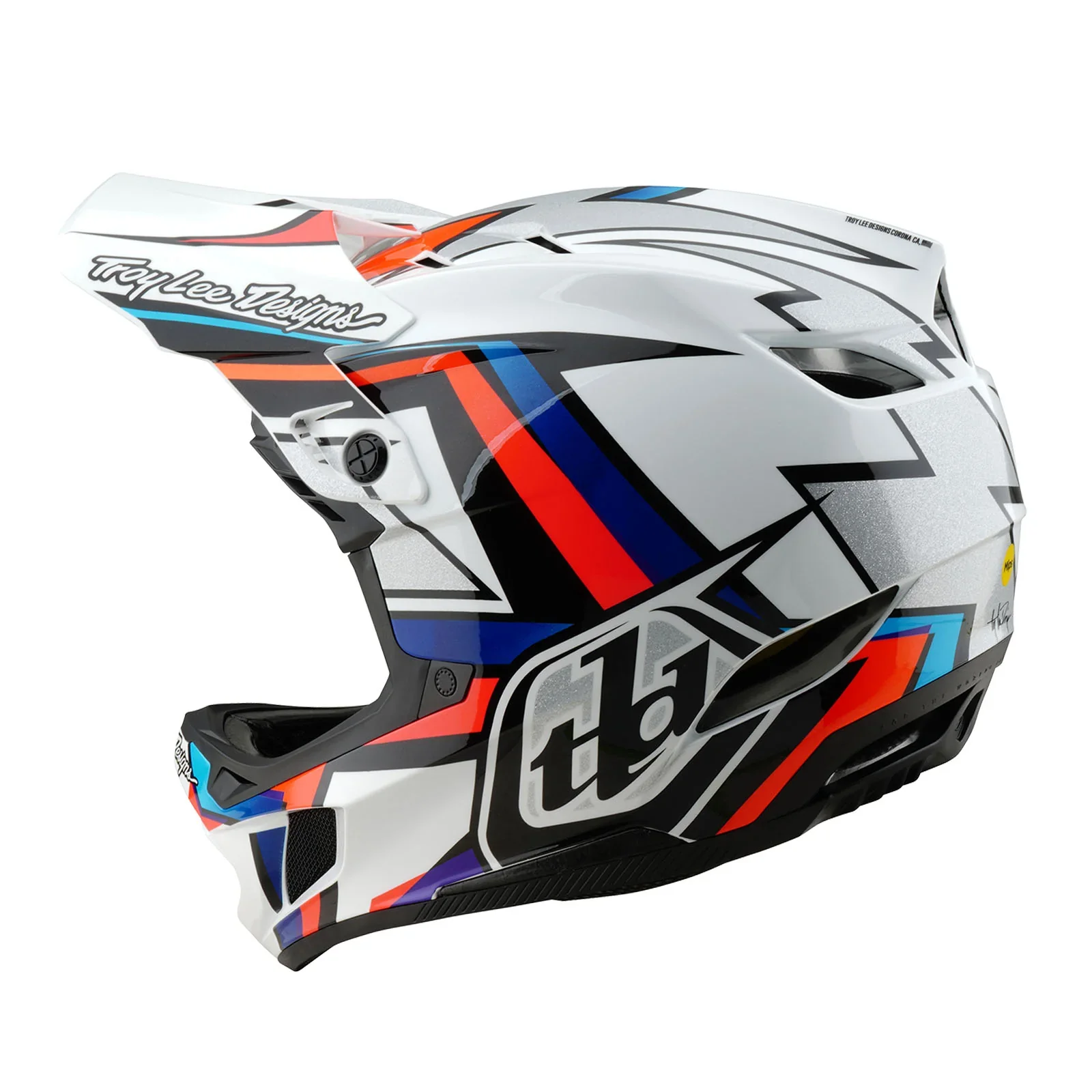 Troy Lee Designs D4 Composite Full Face Helmet - Frames - White-Silver - Image 2