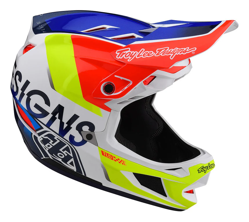 Troy Lee Designs D4 Composite Full Face Helmet - Qualifier - White-Blue - 2022 - Image 2