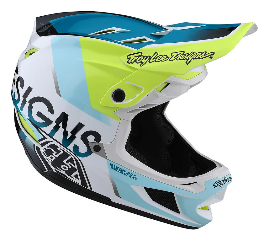 Troy Lee Designs D4 Composite Full Face Helmet - Qualifier - White-Green - 2022 - Image 2